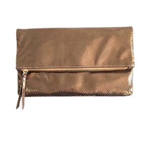 Urban Expressions Women's Bronze Metallic Fold Over Clutch.